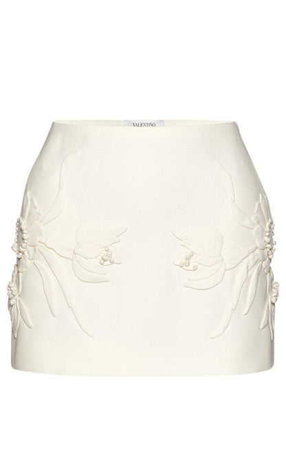  ValentinoFloral-embroidered Mini Skirt - Runway Catalog
