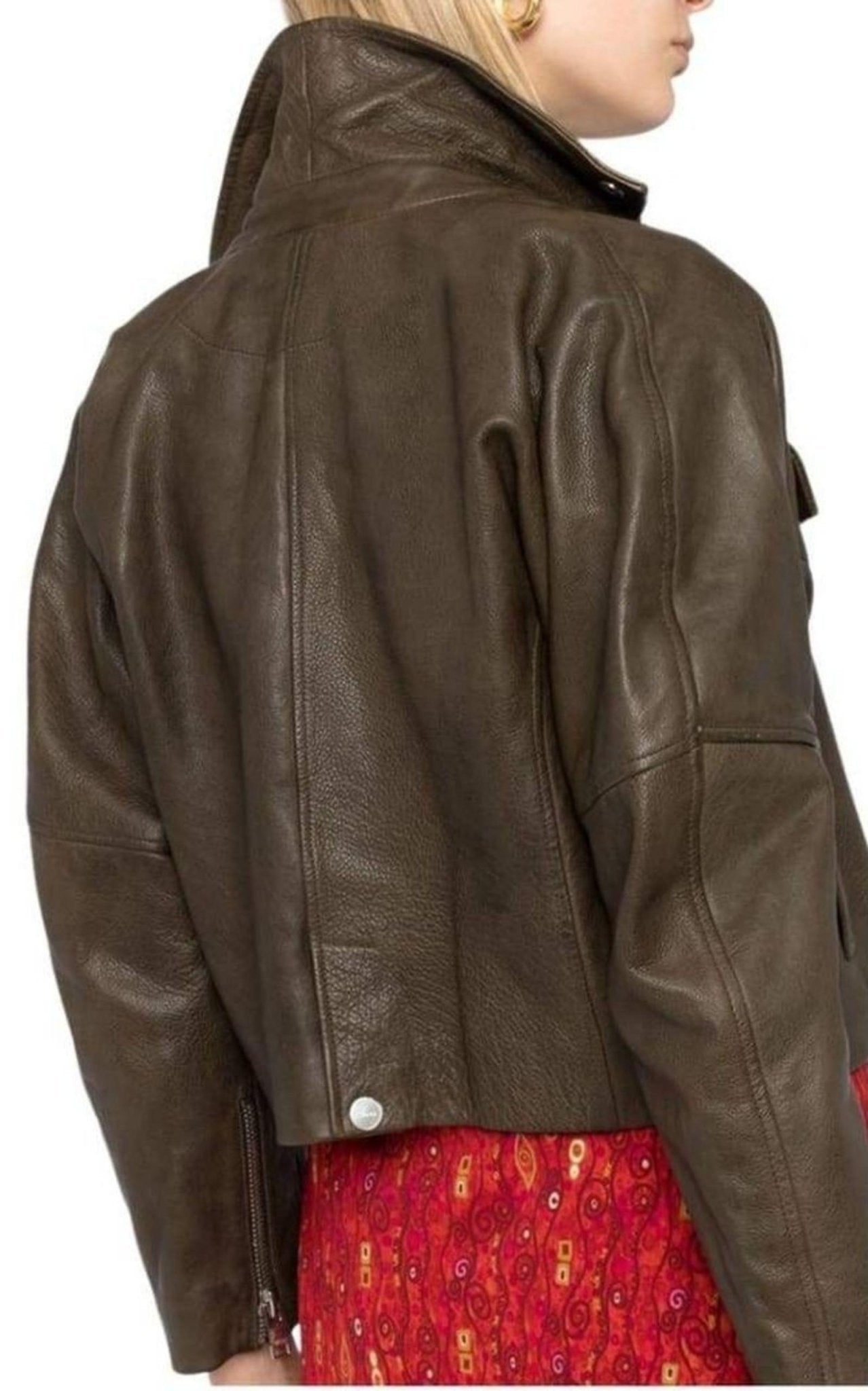 Ganni Leather Cropped Biker Jacket - Runway Catalog