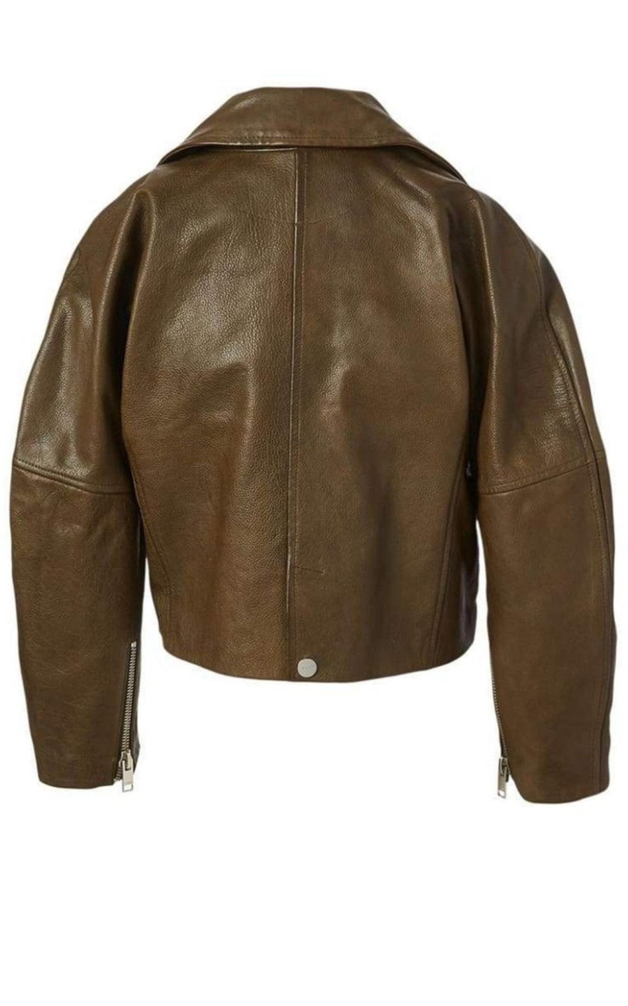 Ganni Leather Cropped Biker Jacket - Runway Catalog