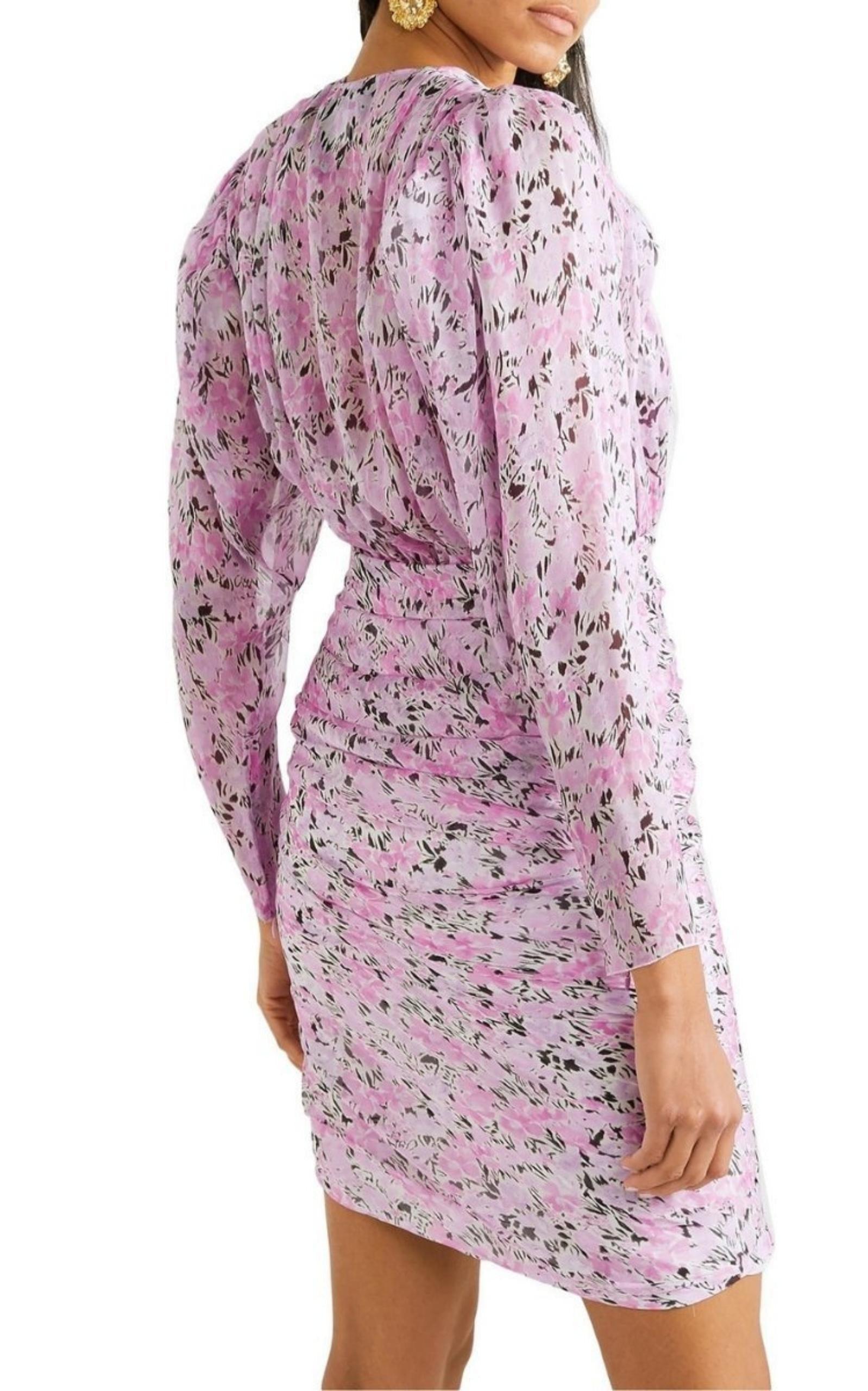 Ruched Floral-print Silk-chiffon Mini Dress Giambattista Valli