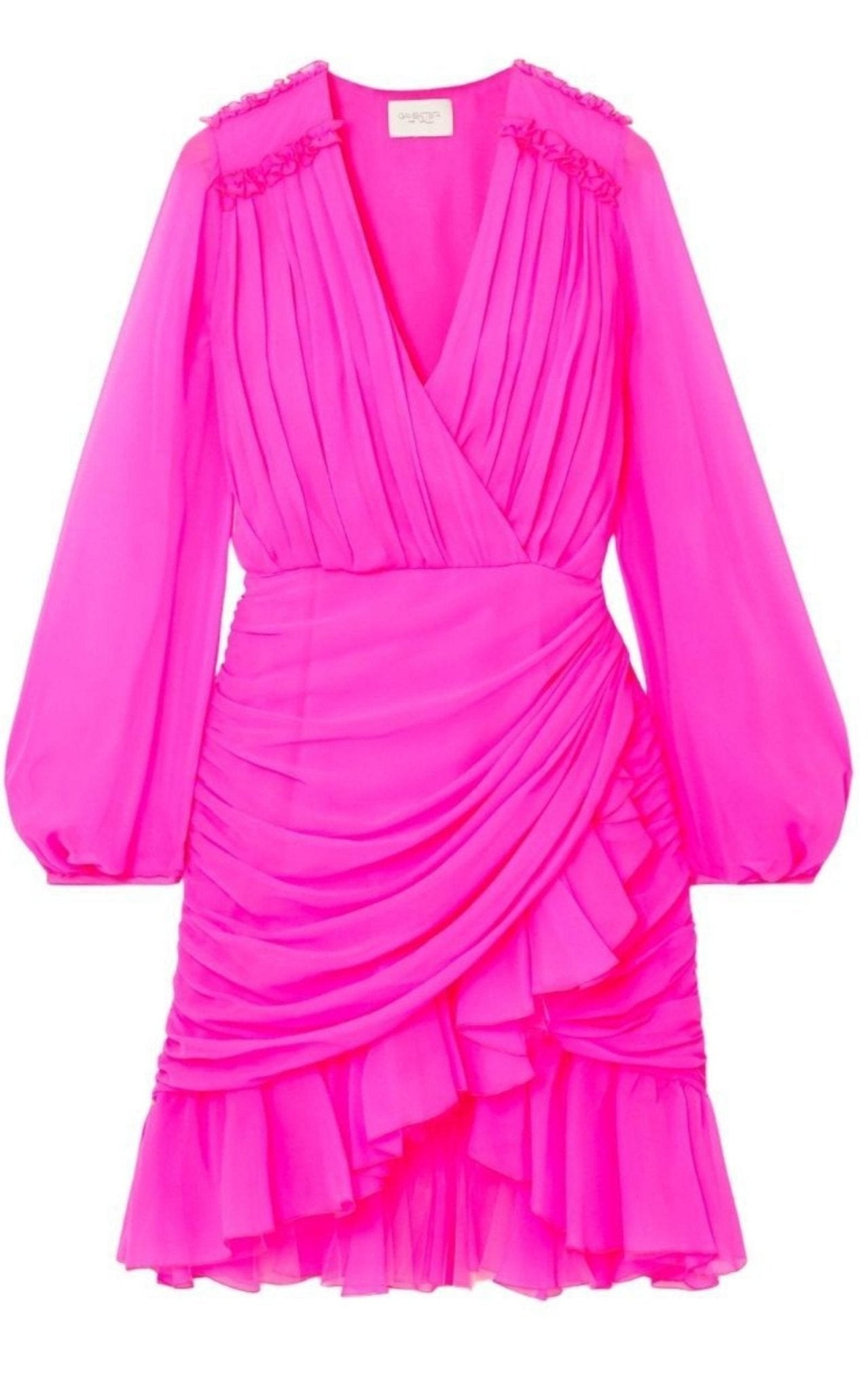 Giambattista Valli Ruched Neon Silk - Chiffon Mini Dress - Runway Catalog