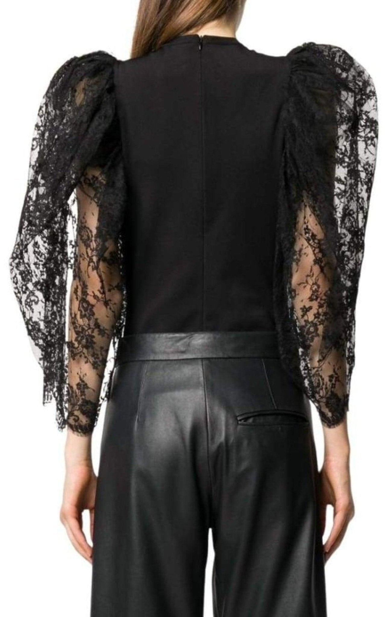 Givenchy Black Lace Puff - sleeve Bodysuit - Runway Catalog