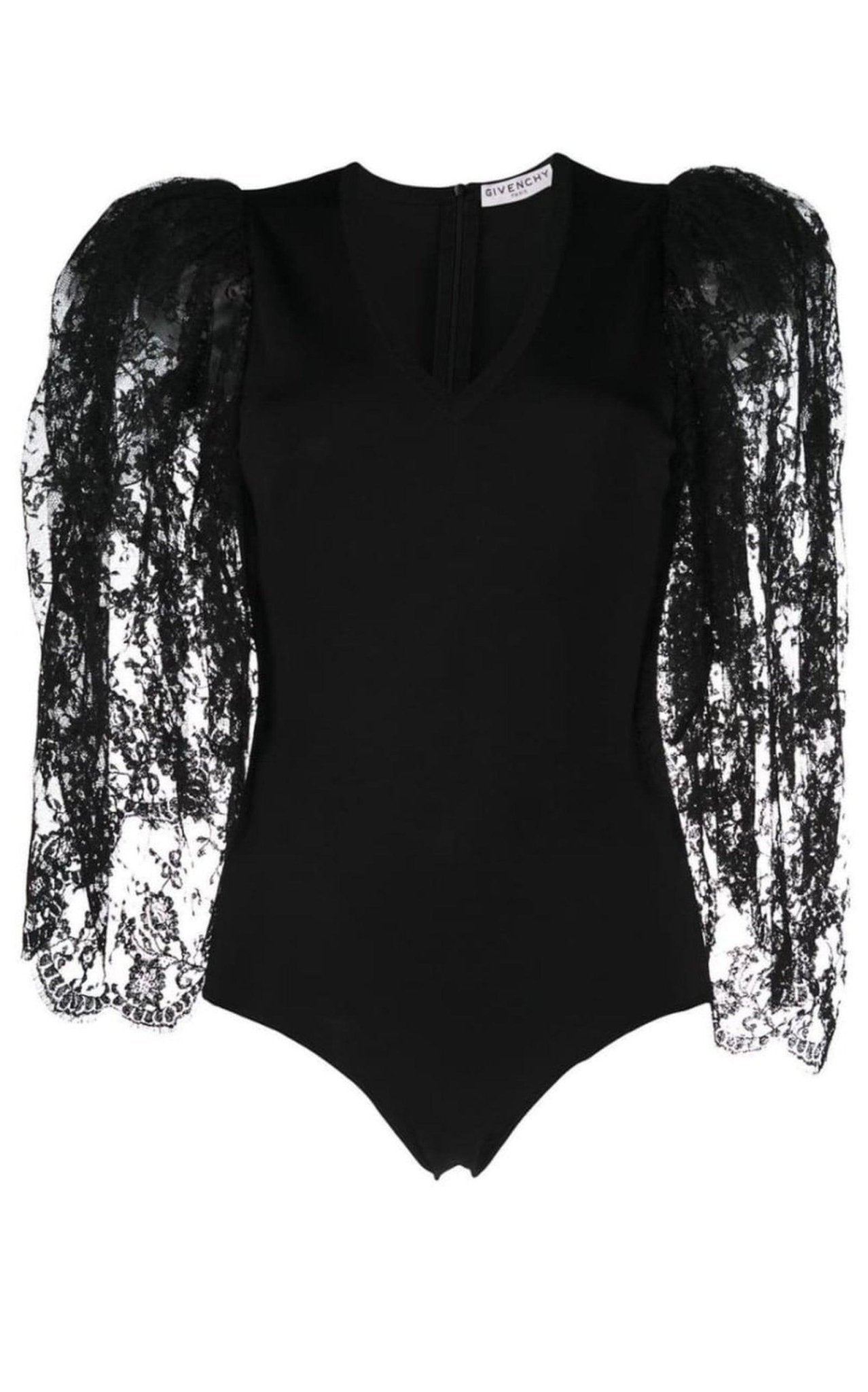 Givenchy Black Lace Puff - sleeve Bodysuit - Runway Catalog