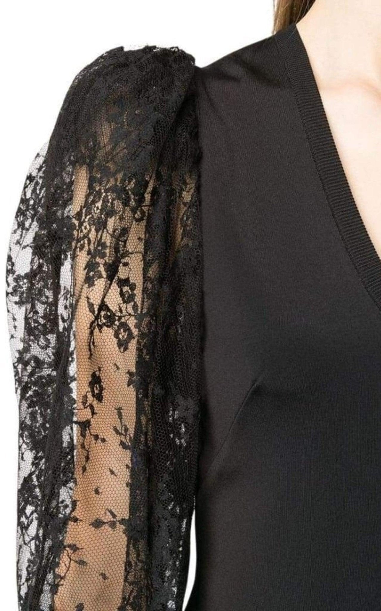 Givenchy Black Lace Puff - sleeve Bodysuit - Runway Catalog