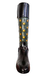 Abstract Art Pop Leather Riding Boot Gucci