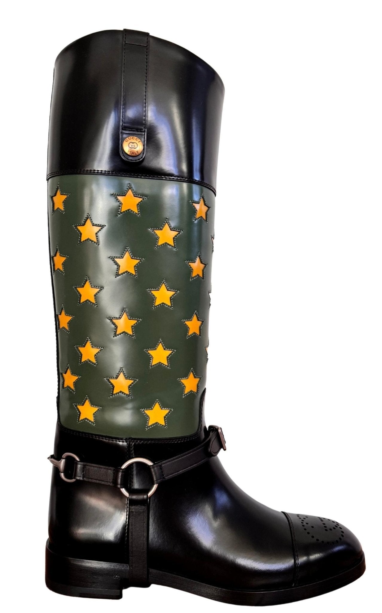 Gucci Abstract Art Pop Leather Riding Boot - Runway Catalog