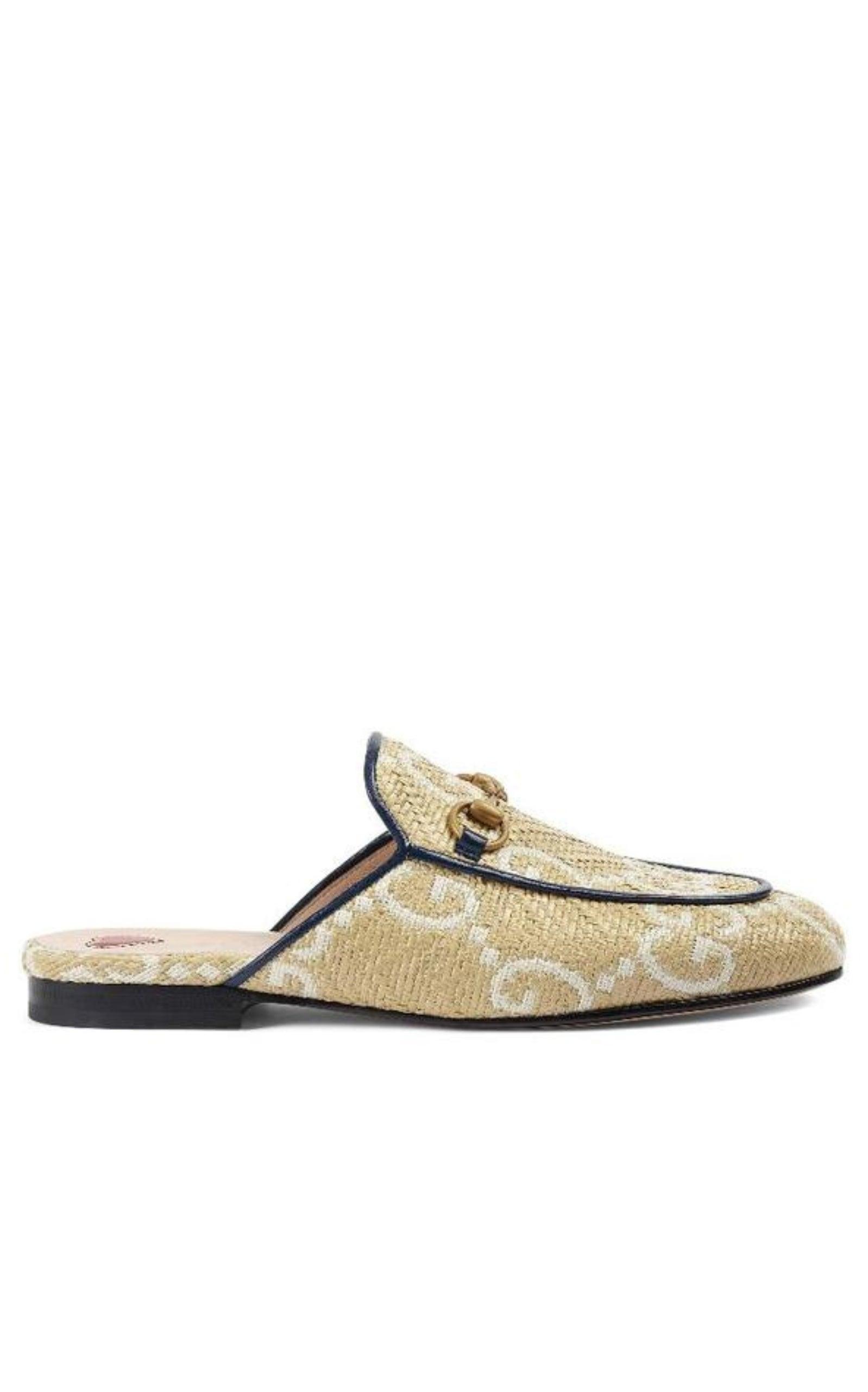 Shops gucci gold princetown loafers