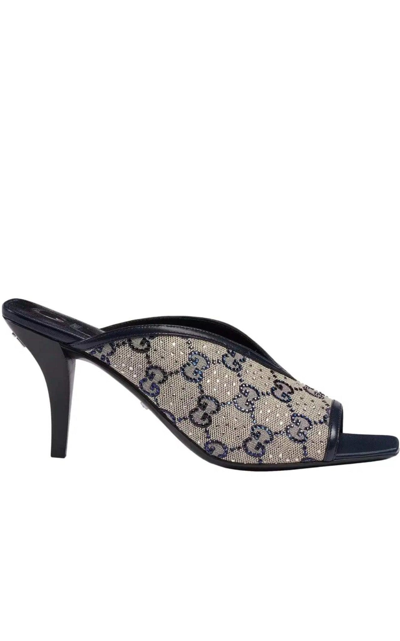 Gucci Beige GG Supreme Canvas Crystal Embellishment Mules - Runway Catalog