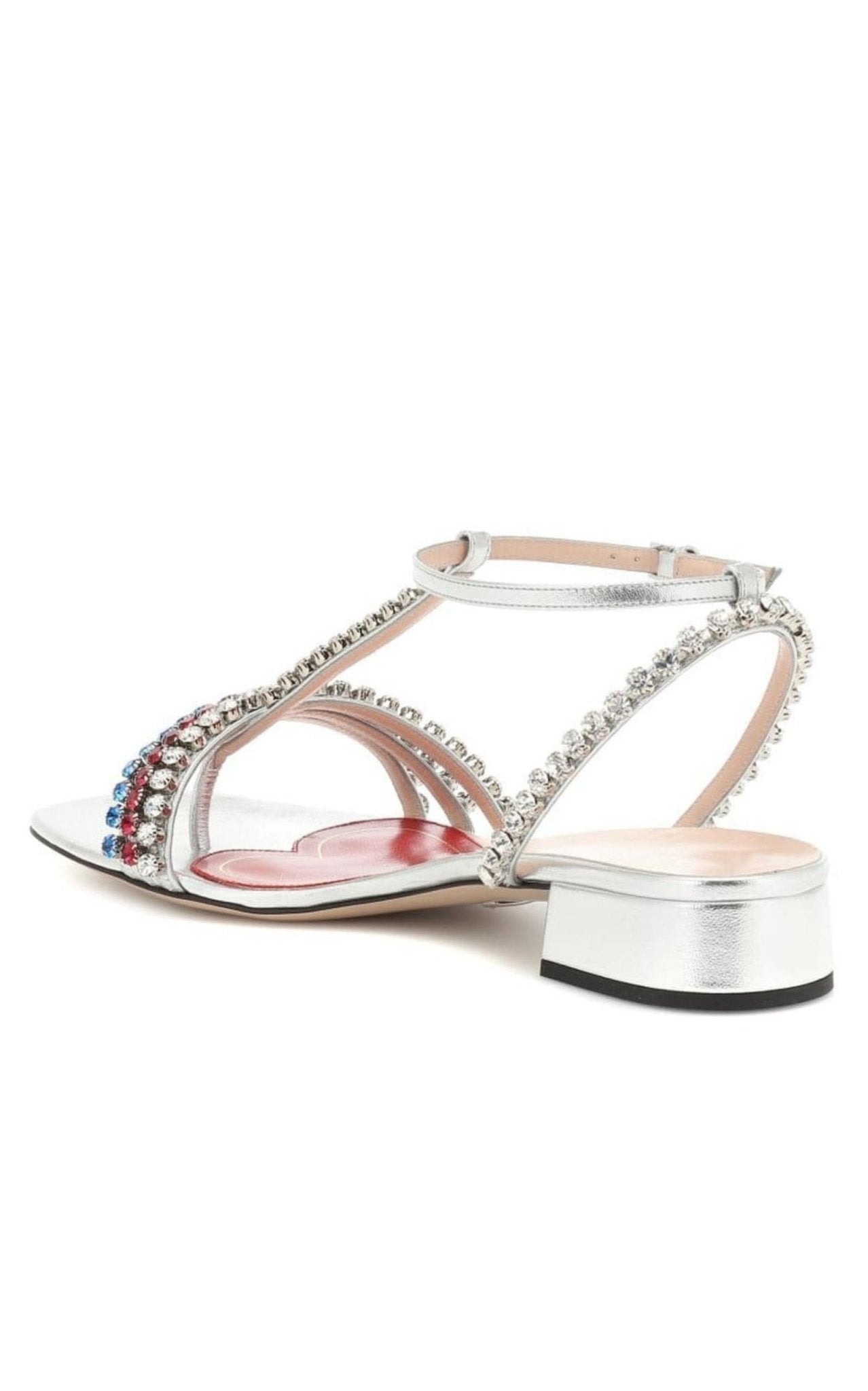 Gucci Bertie Embellished Metallic Leather Sandals - Runway Catalog
