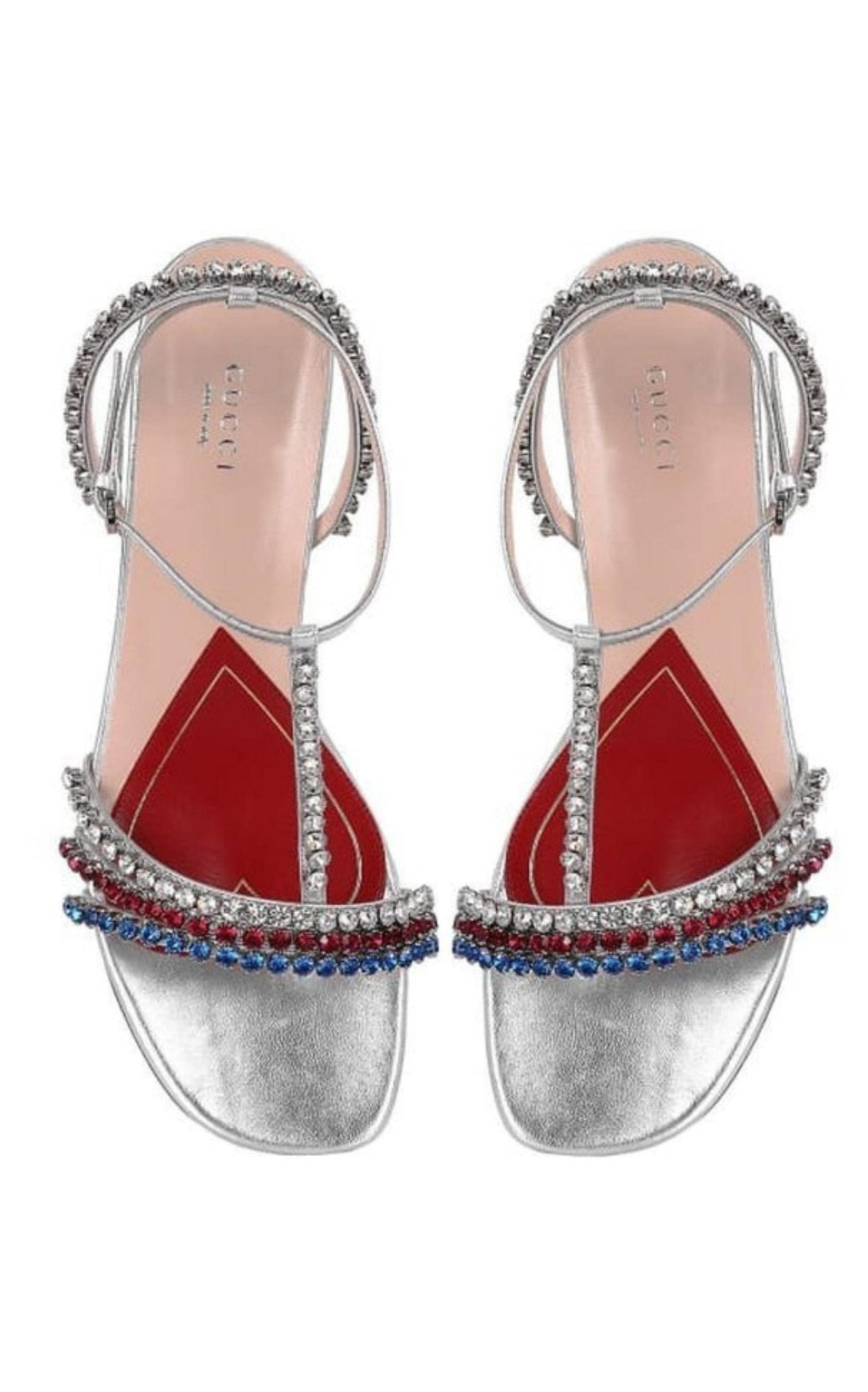 Gucci Bertie Embellished Metallic Leather Sandals - Runway Catalog