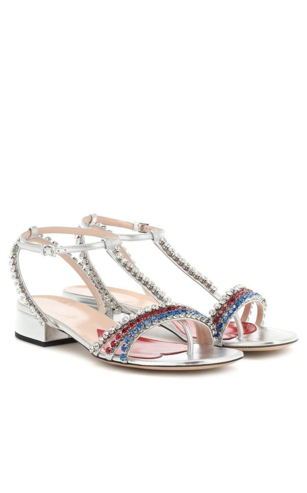 Gucci Bertie Embellished Metallic Leather Sandals - Runway Catalog