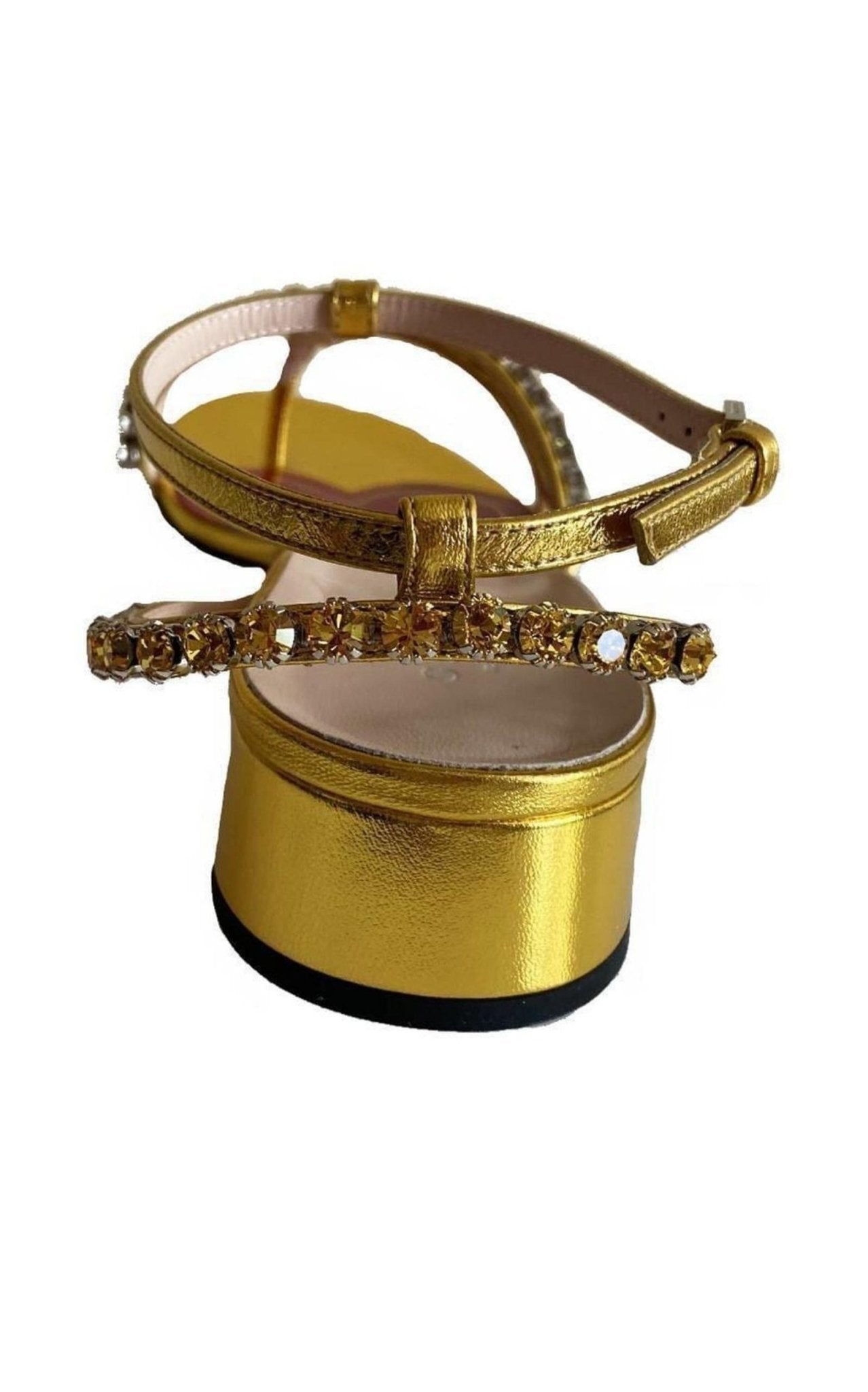 Gucci Bertie Embellished Metallic Leather Sandals - Runway Catalog