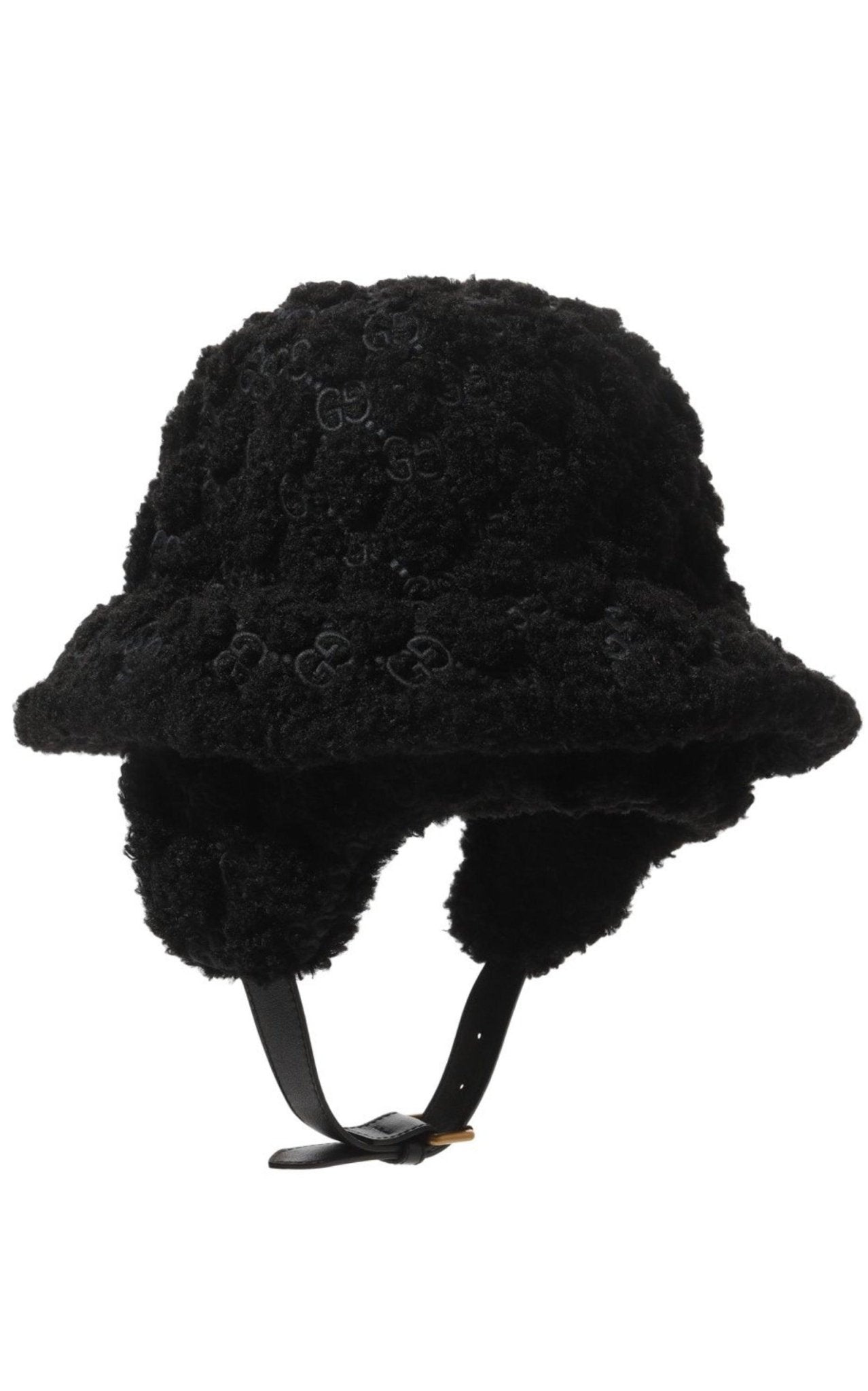 Gucci Black Curly Gg Eco Fur Hat With Ear Flaps - Runway Catalog