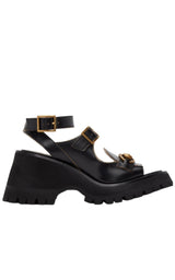 Gucci Black Horsebit Platform Sandals