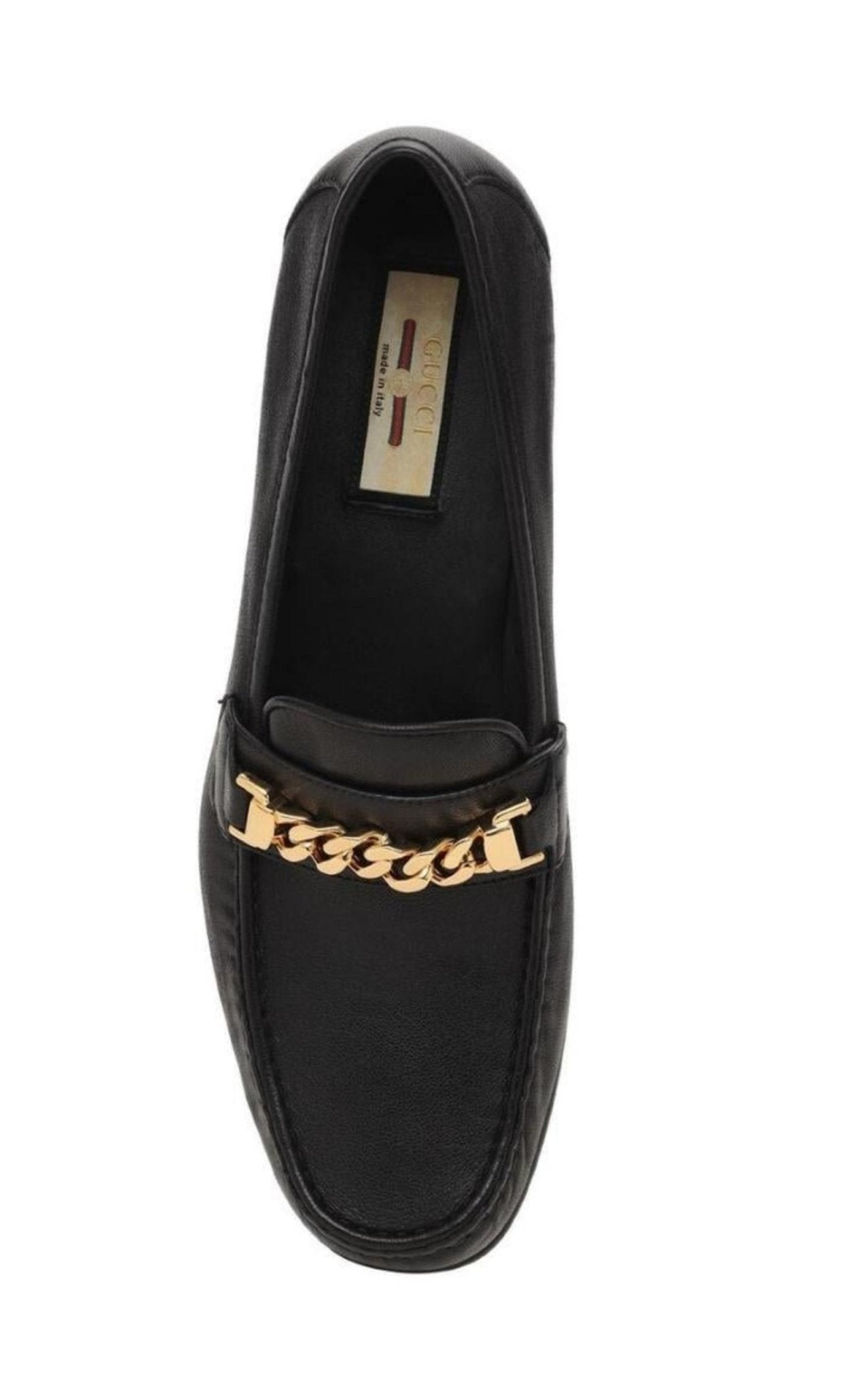 Gucci Black Leather Sylvie Chain Loafers - Runway Catalog