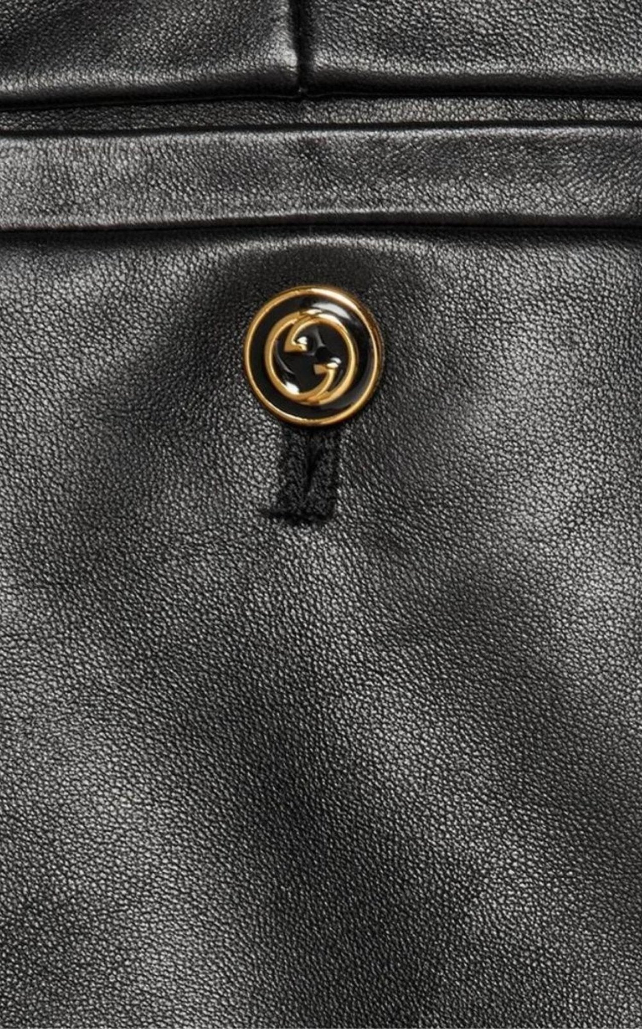 Gucci Black Plonge Leather Flare Trousers - Runway Catalog