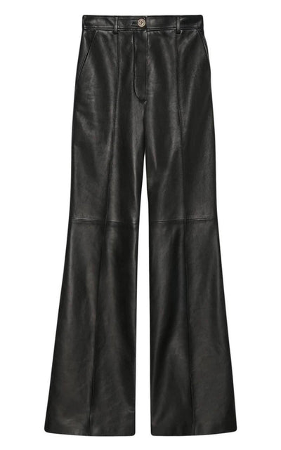 Gucci Black Plonge Leather Flare Trousers - Runway Catalog