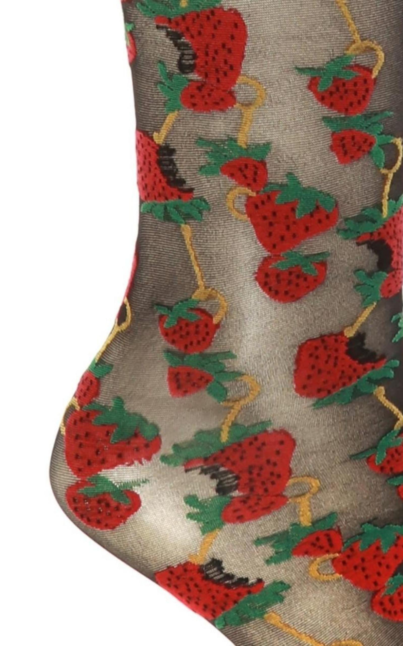 Black Strawberry Logo Horse-bit Tights Gucci