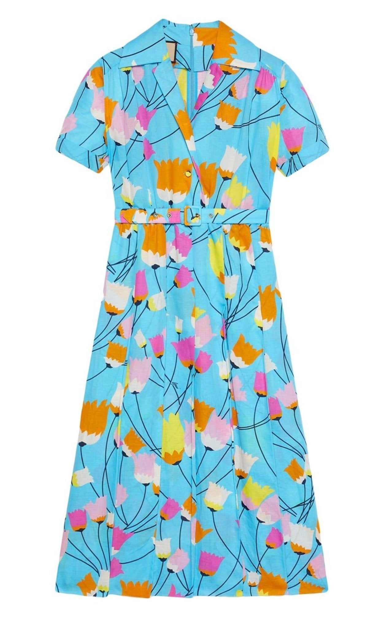 Gucci Blue Tulip Print Pleated Dress - Runway Catalog