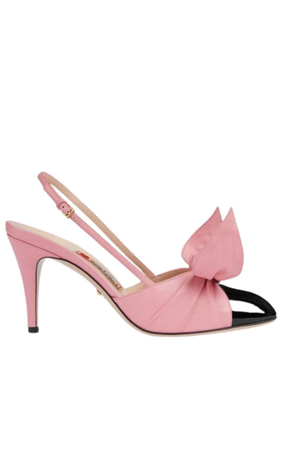 Gucci Bow - Embellished Leather Slingback Pumps - Runway Catalog