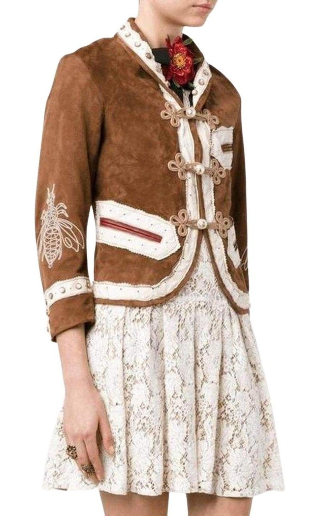 Gucci Brown Suede Embroidered Jacket - Runway Catalog