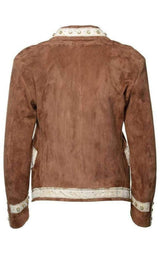 Brown Suede Embroidered Jacket Gucci