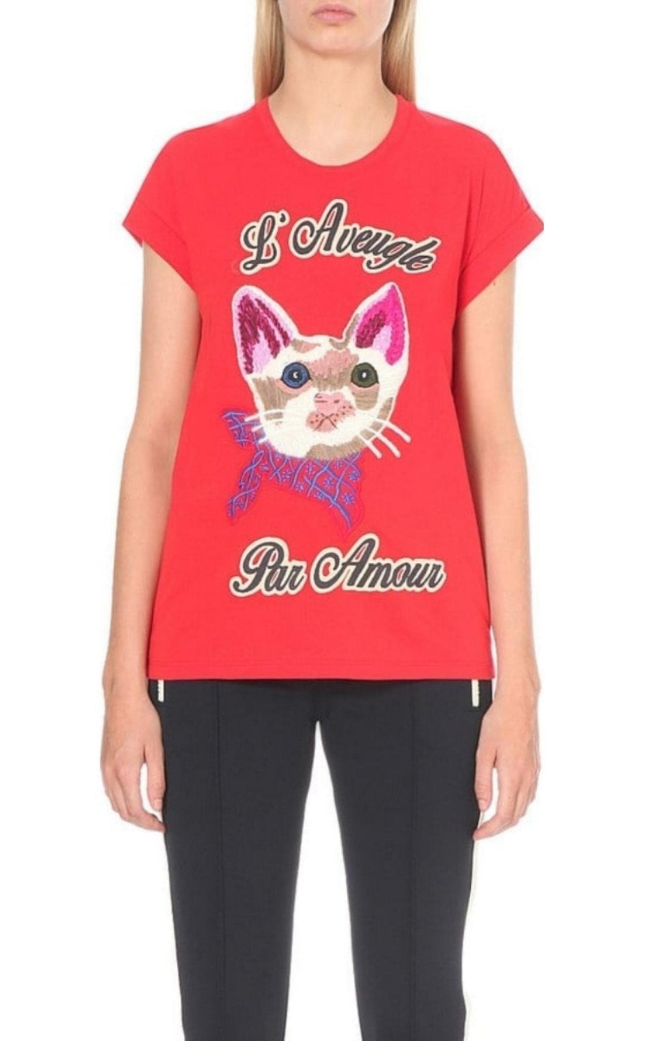 Gucci Cat Embroidered Cotton T-shirt - Runway Catalog