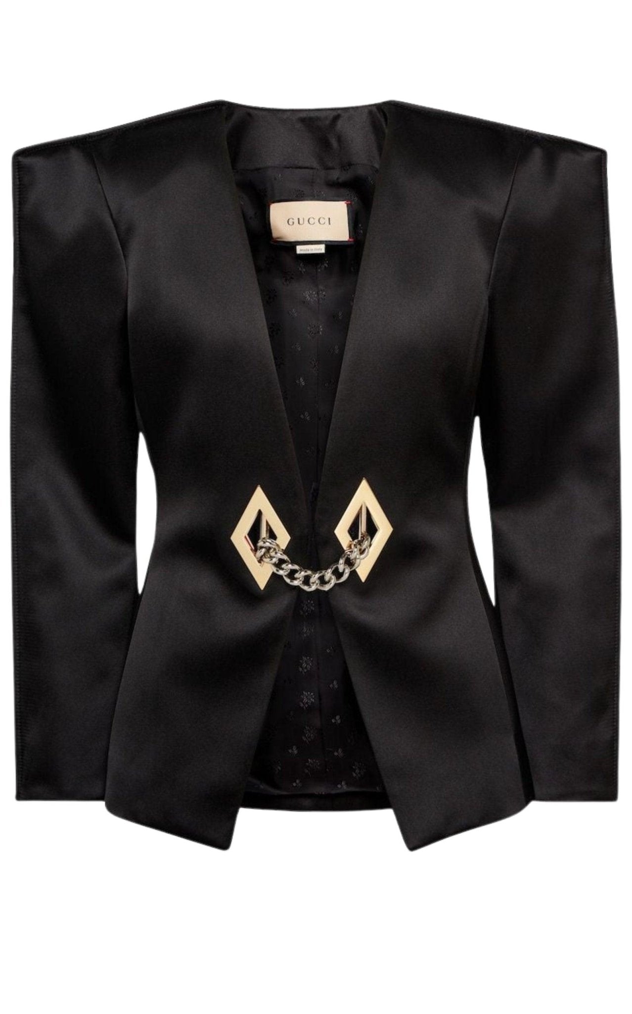 Gucci Chain Trimmed Satin Blazer - Runway Catalog