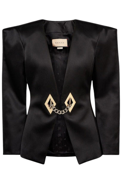 Gucci Chain Trimmed Satin Blazer - Runway Catalog