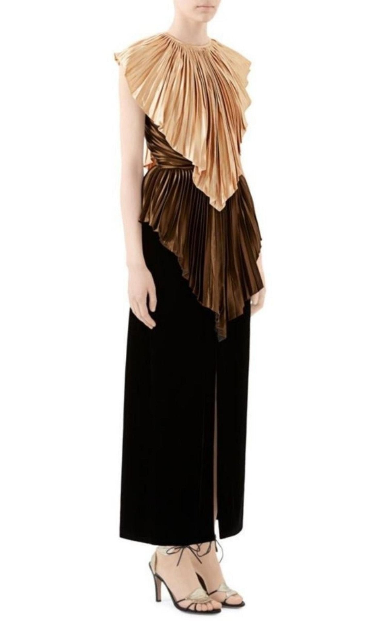 Gucci Colorblock Plisse Cape Dress - Runway Catalog