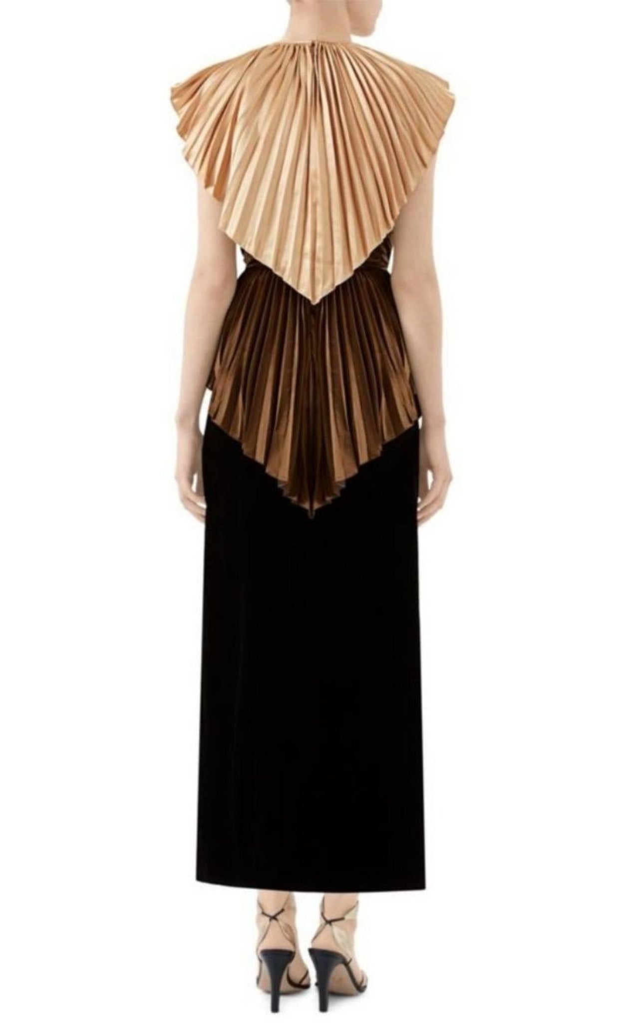 Gucci Colorblock Plisse Cape Dress - Runway Catalog