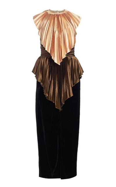 Gucci Colorblock Plisse Cape Dress - Runway Catalog