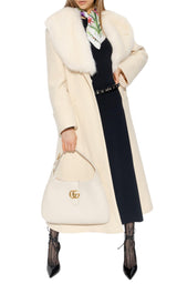 Cosmogonie Belted Faux Fur-Trimmed Wool-Blend Coat Gucci