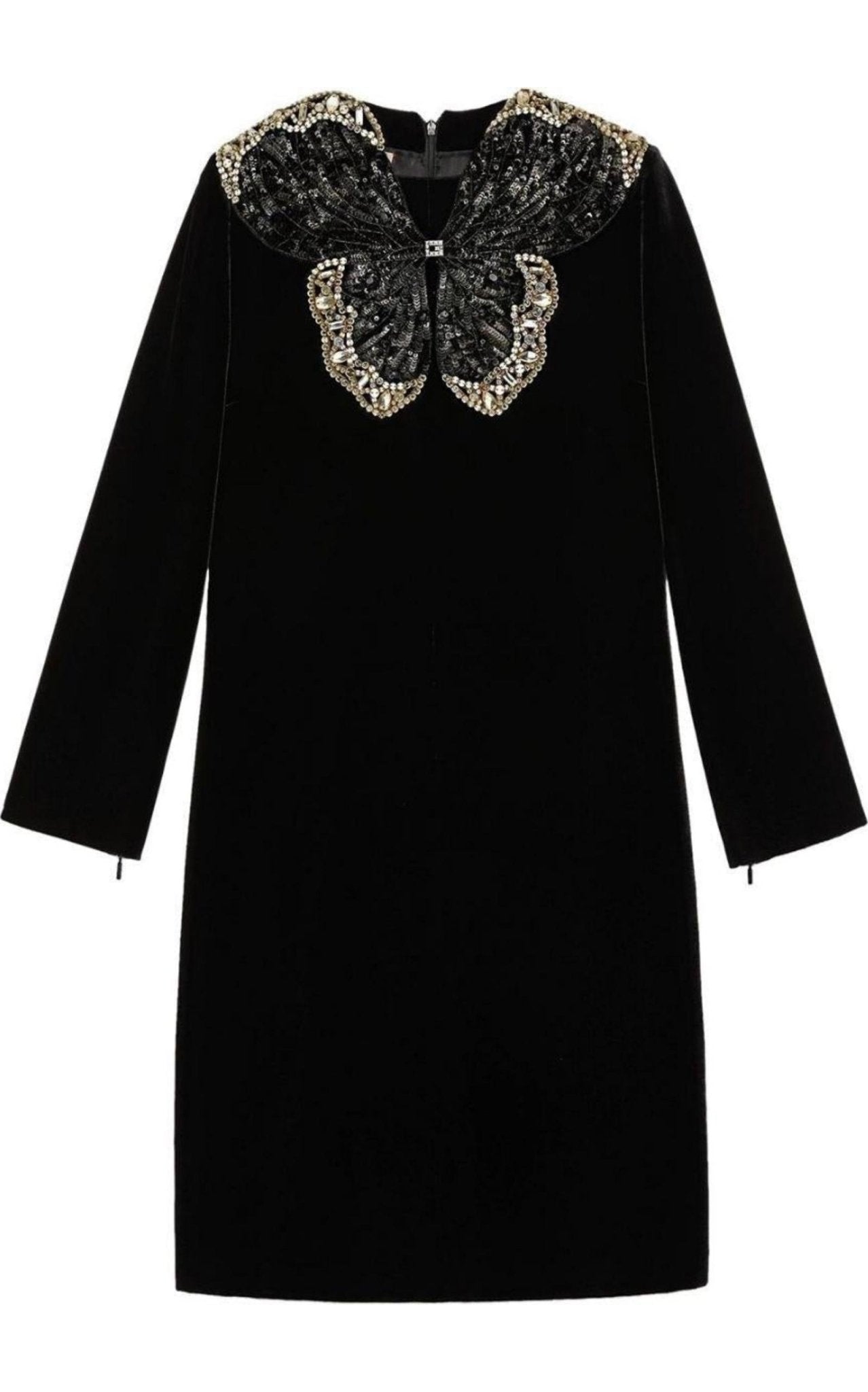 Gucci Crystal And Sequinned Butterfly Velvet Dress - Runway Catalog