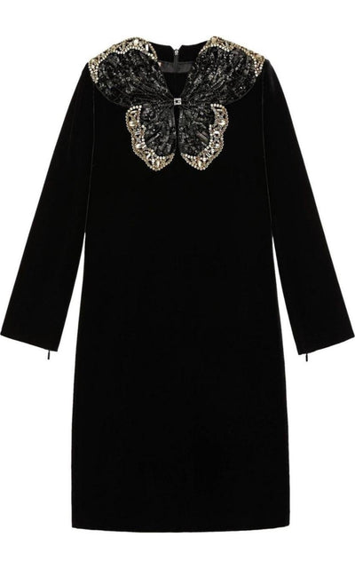 Gucci Crystal And Sequinned Butterfly Velvet Dress - Runway Catalog