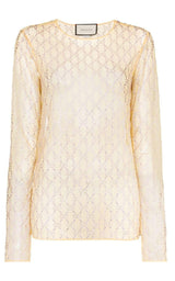 Gucci Crystal Embroidered Sheer Tulle Top - Runway Catalog