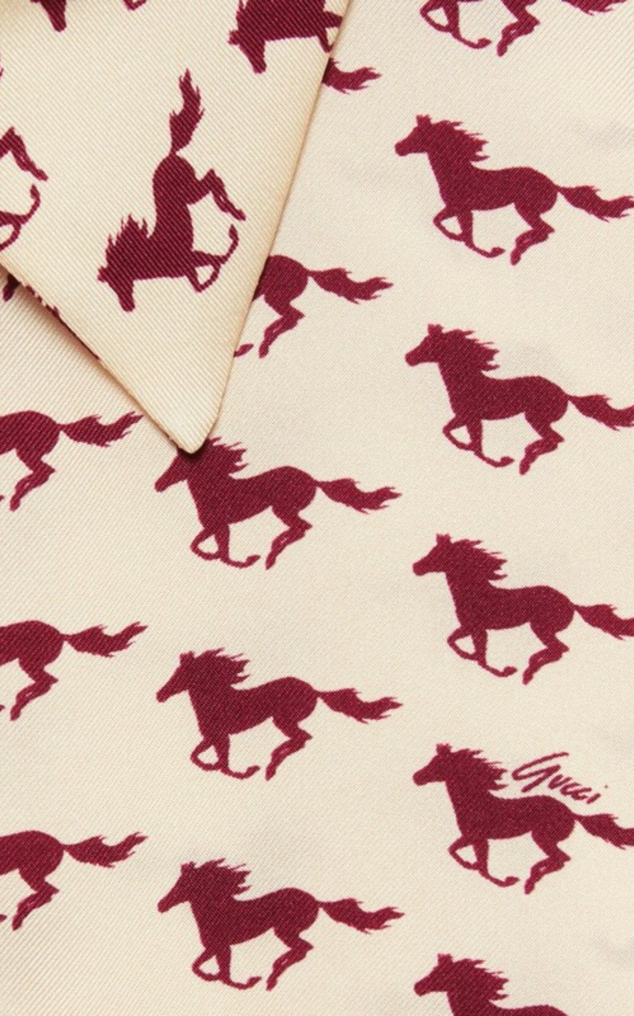 Gucci Diagonal Horses Print Silk Dress - Runway Catalog