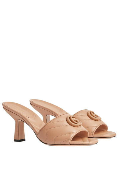 Gucci Double - G Beige Leather Slide Sandals - Runway Catalog