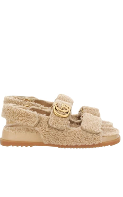 Gucci Double G Merino Wool Sandals in Beige - Runway Catalog