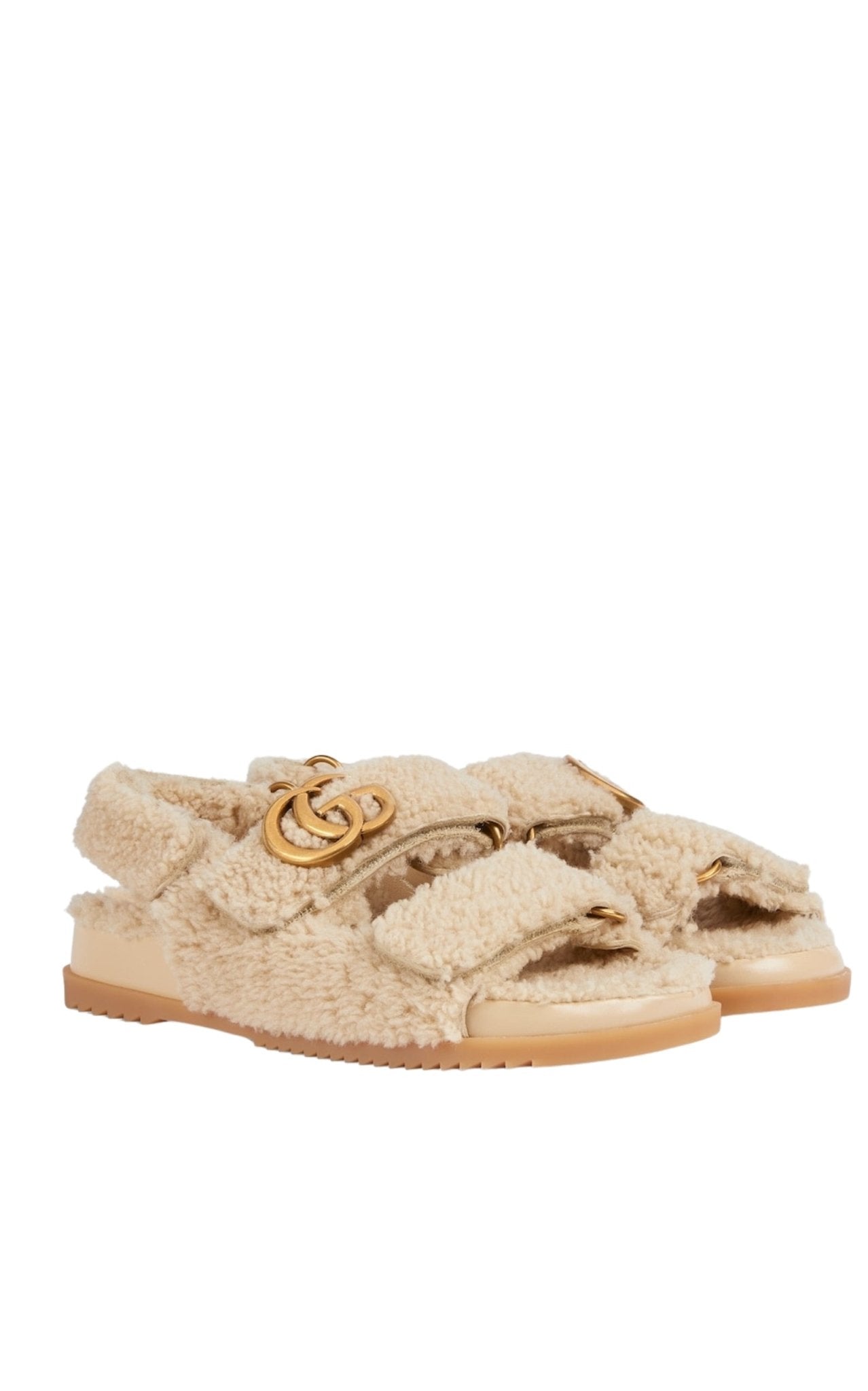 Gucci Double G Merino Wool Sandals in Beige - Runway Catalog