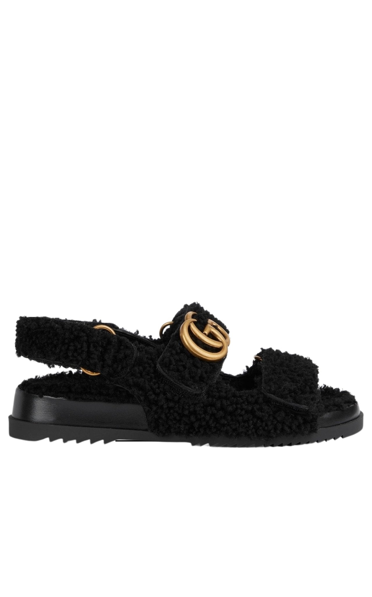 Gucci Double G Merino Wool Sandals in Black - Runway Catalog