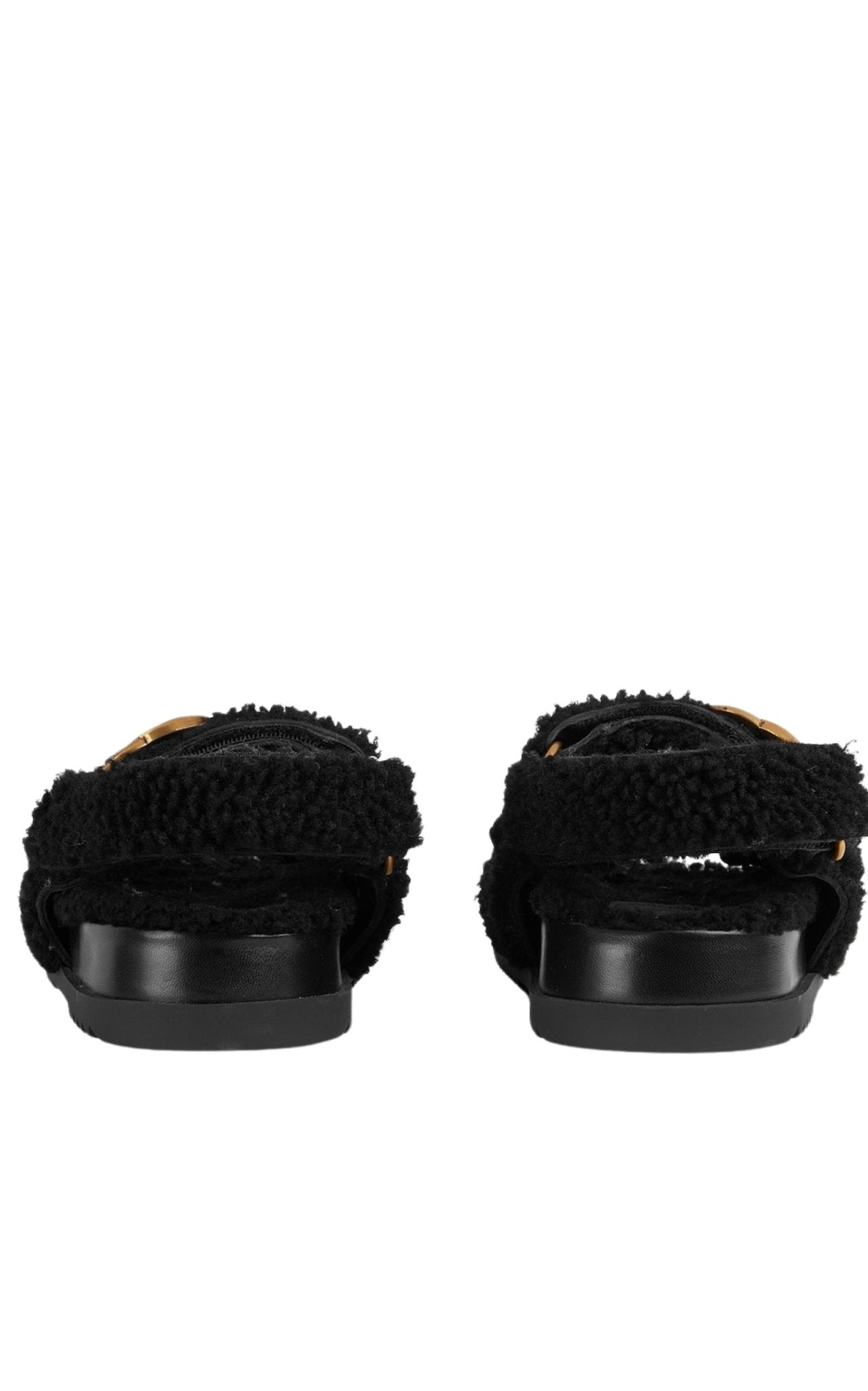 Gucci Double G Merino Wool Sandals in Black - Runway Catalog