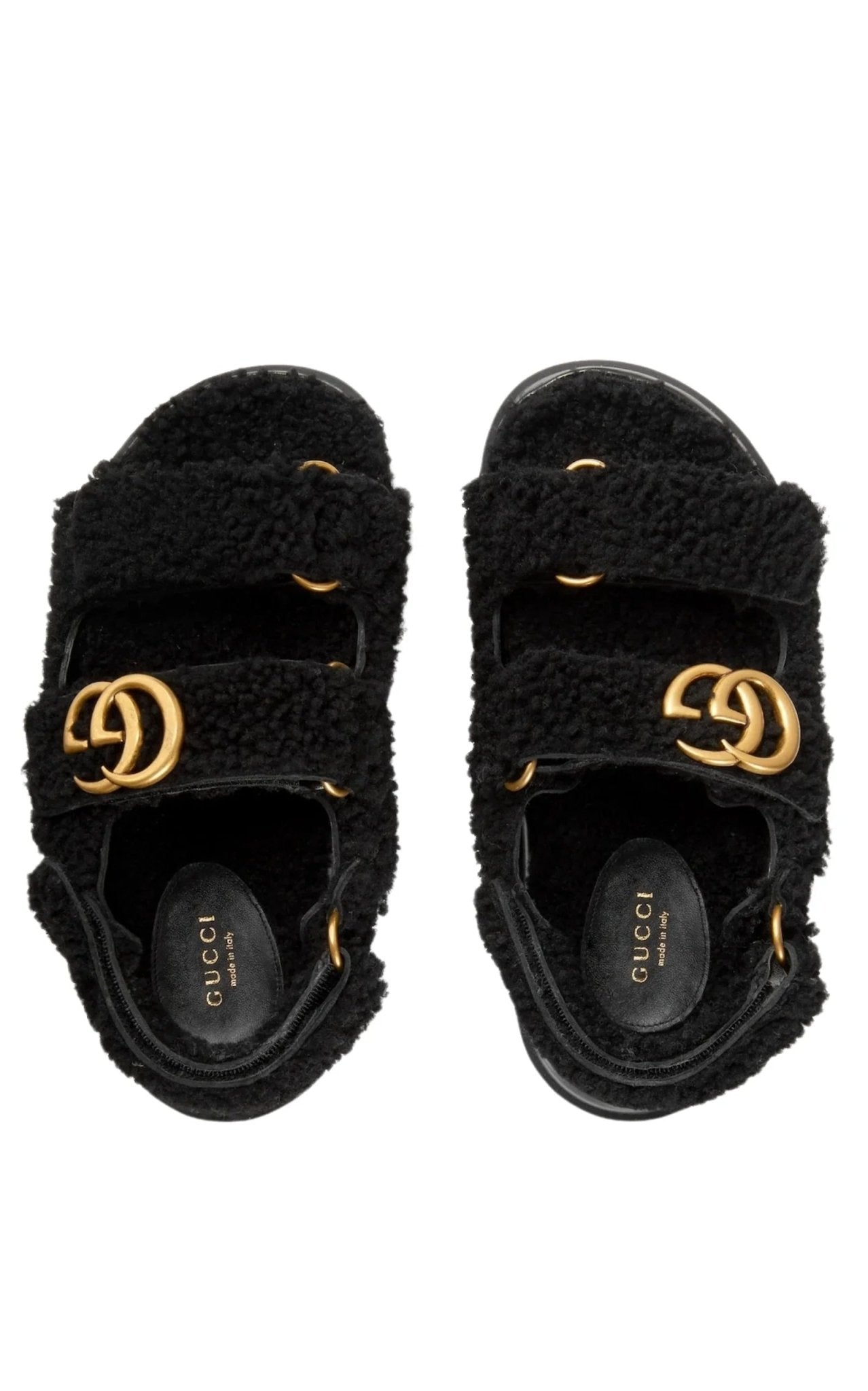 Gucci Double G Merino Wool Sandals in Black - Runway Catalog