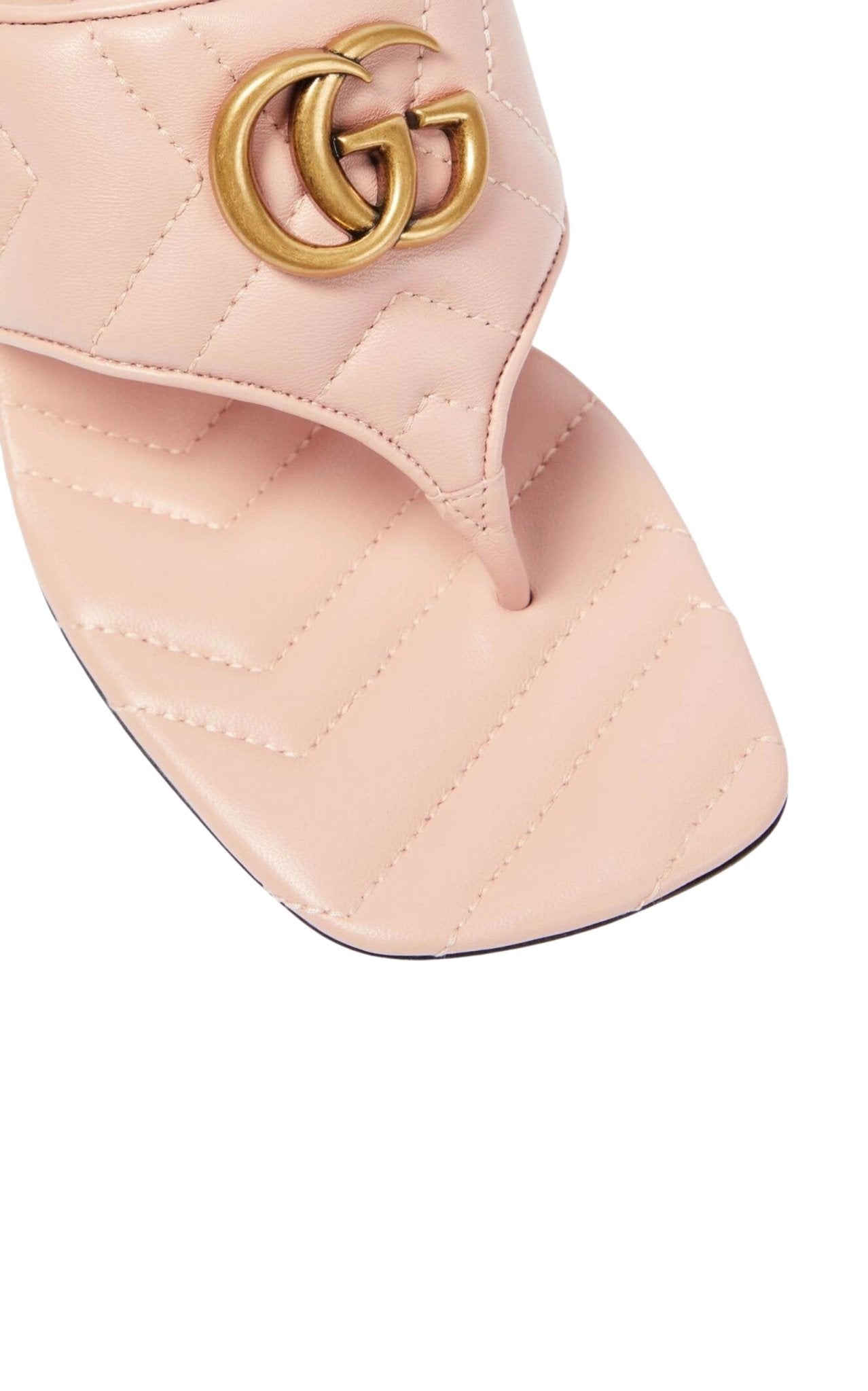 Gucci Double - G Thong Marmont Leather Sandal in Pink - Runway Catalog
