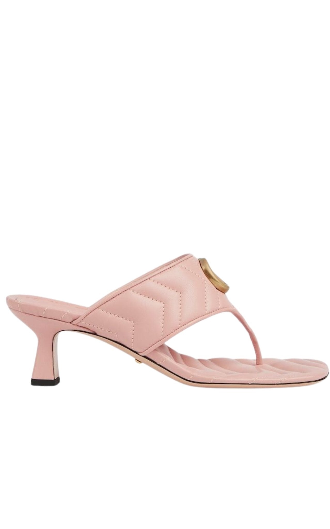 Gucci Double - G Thong Marmont Leather Sandal in Pink - Runway Catalog