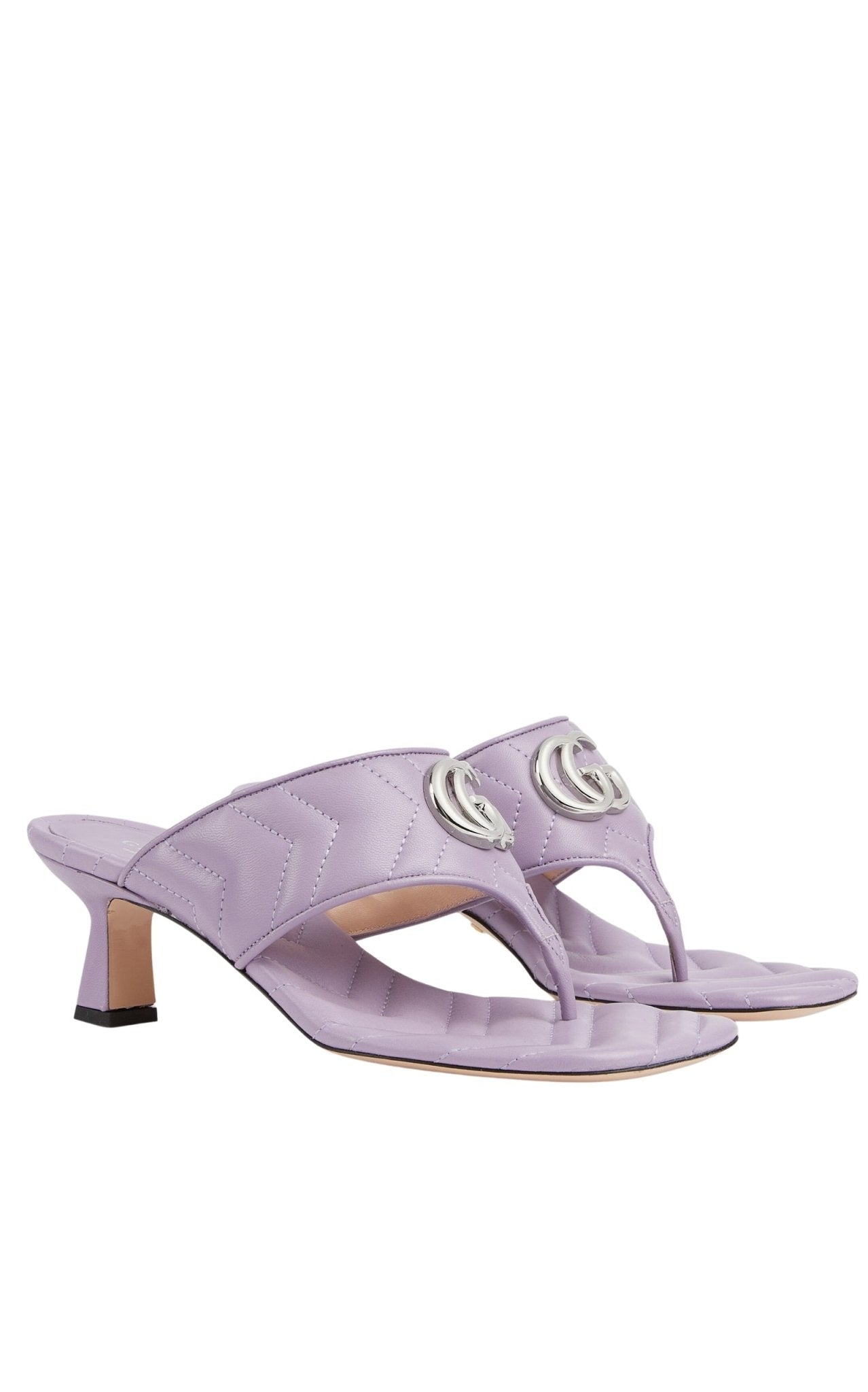 Gucci Double - G Thong Marmont Purple Leather Sandals - Runway Catalog