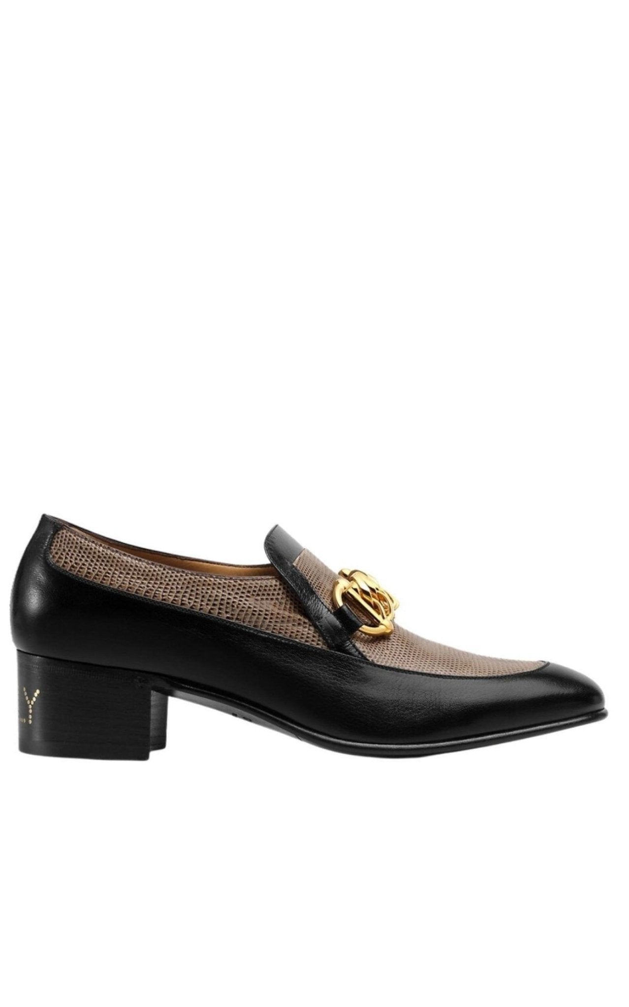 Gucci Ebal Horsebit Lizard - Embossed Leather Chain Loafers - Runway Catalog