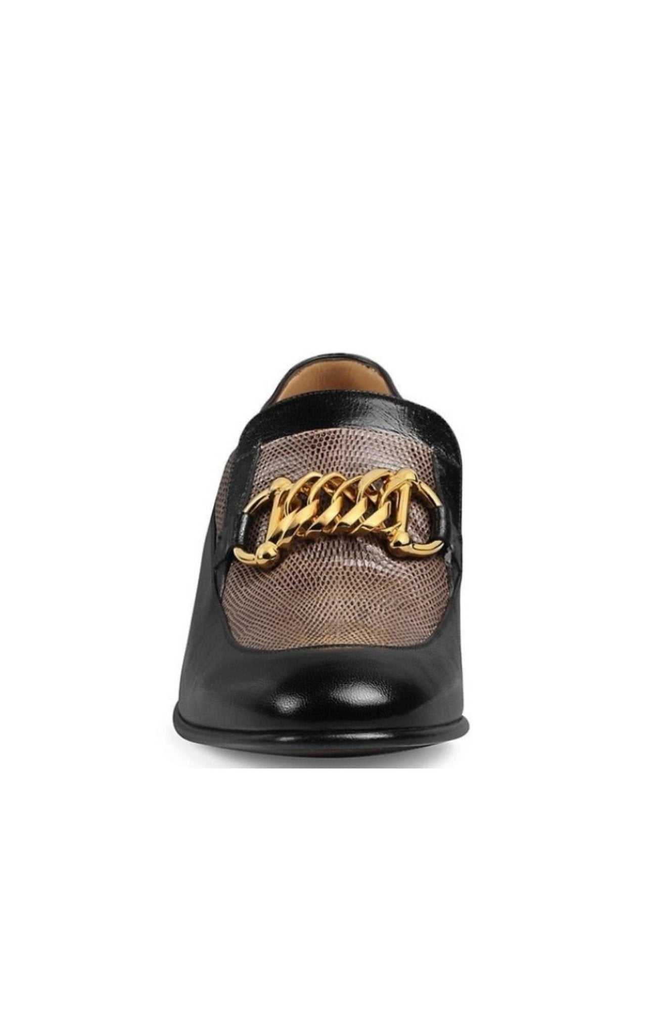 Gucci Ebal Horsebit Lizard - Embossed Leather Chain Loafers - Runway Catalog