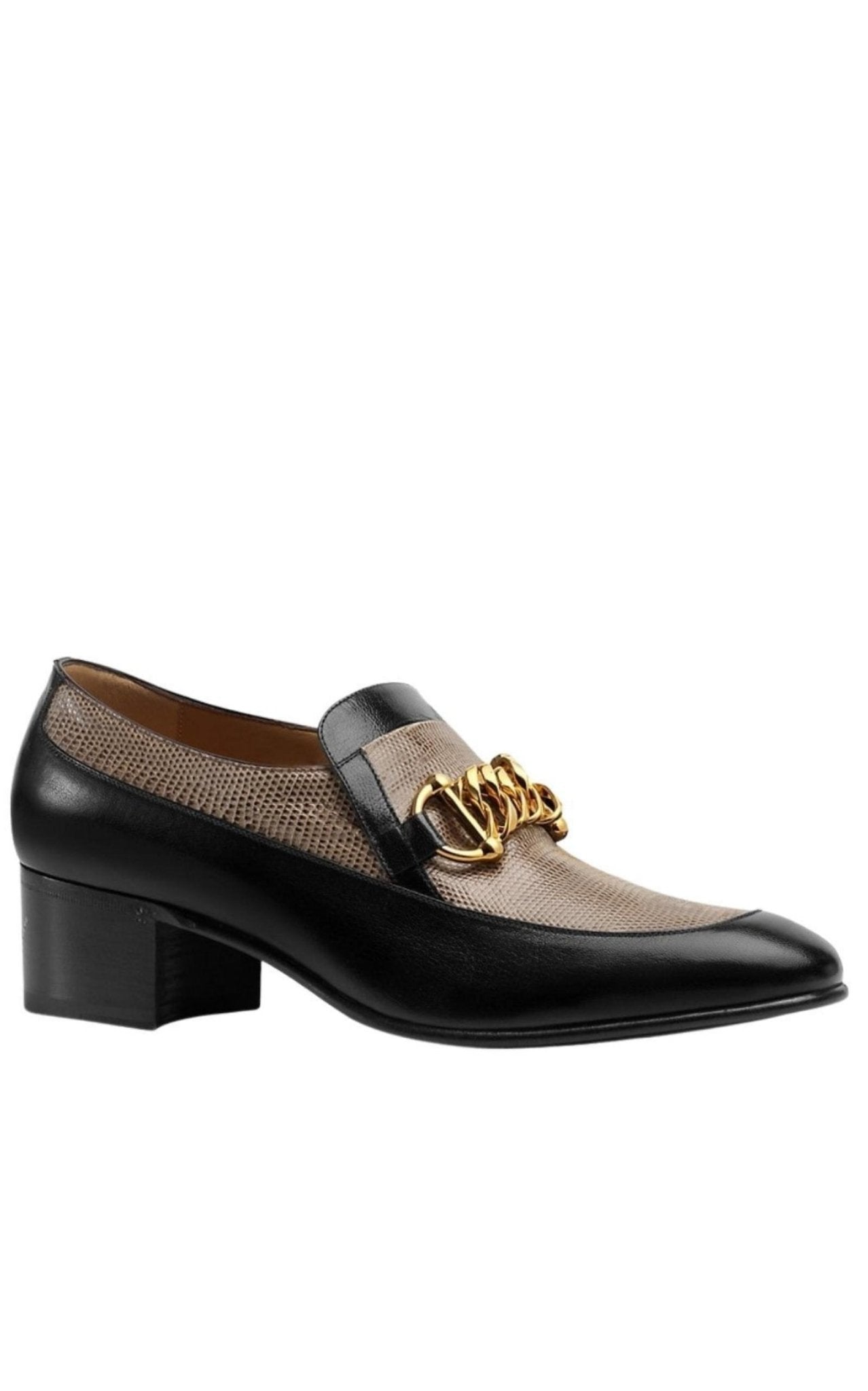 Gucci Ebal Horsebit Lizard - Embossed Leather Chain Loafers - Runway Catalog