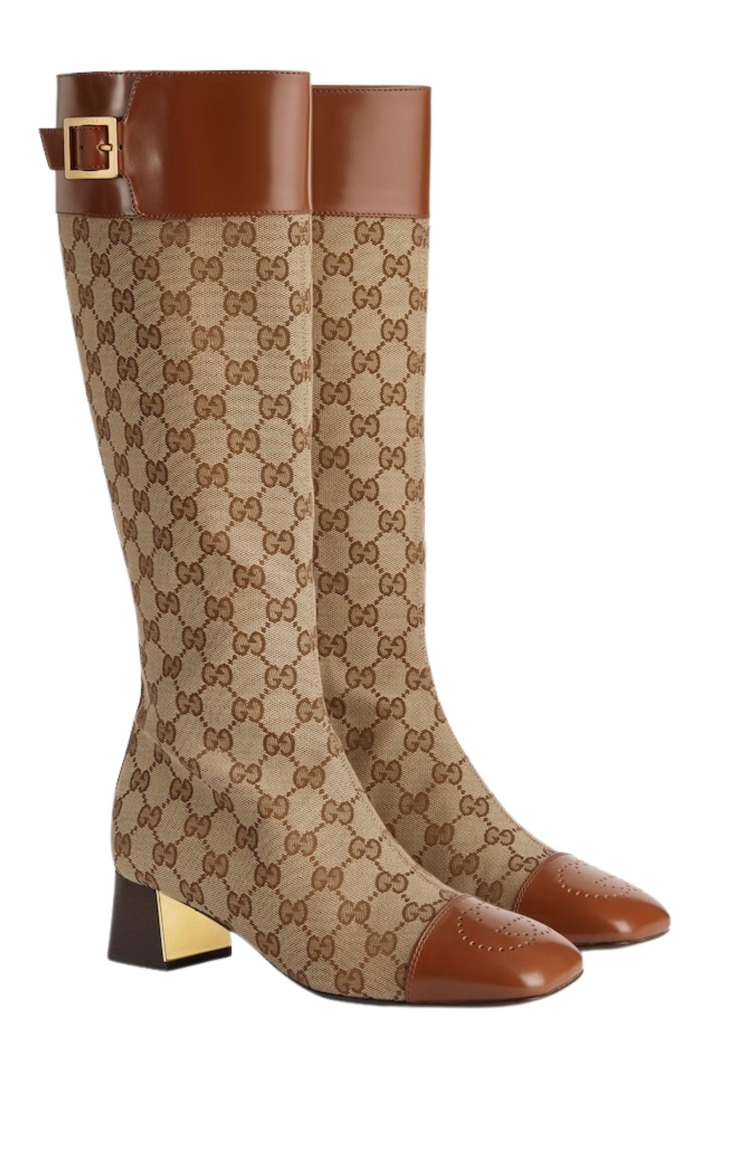 Ellis GG-Monogram Canvas Knee-High Boots Gucci